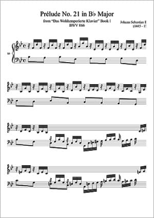 Prelude no 21 in B Major Sheet Music