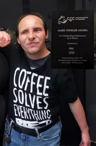 paul-and-alex-at-the-coffee-shed-1-400x608.jpg 2024 Mark Winkler Achievement Award Winner, Alex.