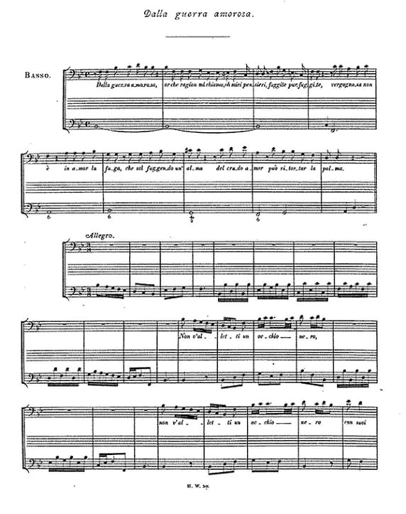 Music Sheet of Della Guerra Amorosa