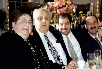 Mark Winkler, his parents and Charlie at a dinner out 2