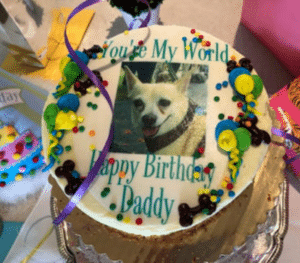 Mark Winkler's Birthday Cake with an image of his dog Lilly